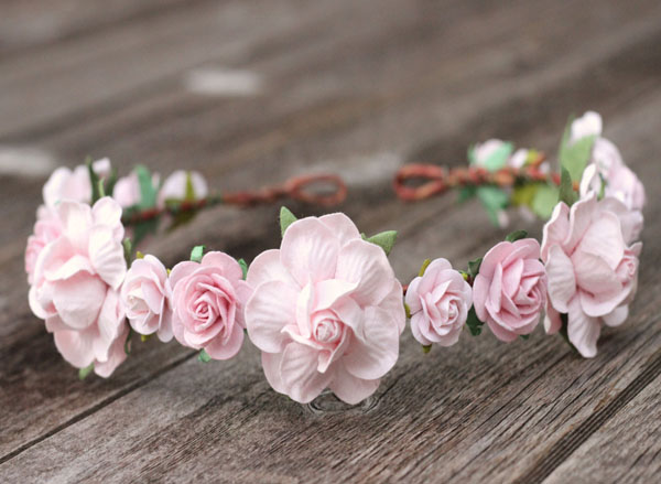 Wedding Floral Headpiece Blush Pink Flower Bridal Flower Crown 